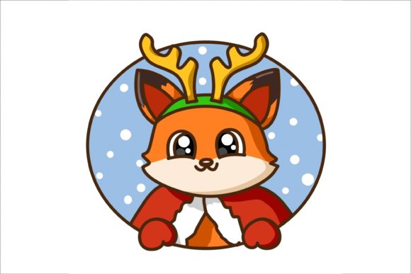 A Fox Wearing Christmas Costume Illustration for Branding