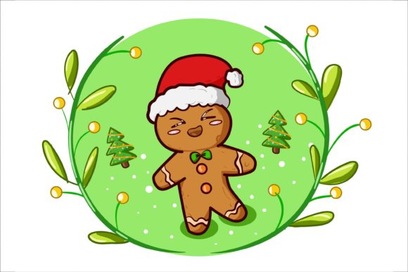 Biscuit Man with Christmas Hat Illustration Review