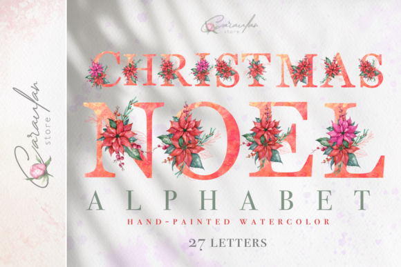 Christmas Alphabet, Christmas Letters Illustrations for Festive Branding