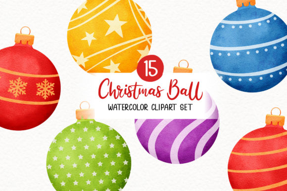 Christmas Ball Watercolor Clipart for Branding and Packaging