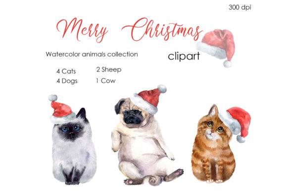 Christmas Clipart Watercolor Illustrations for Digital Selling