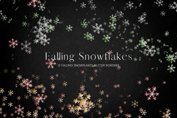 Christmas Glitter Falling Snowflakes Illustrations