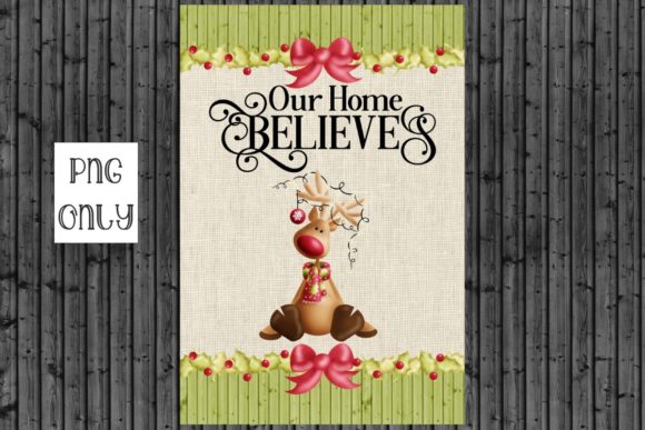 Christmas Reindeer Flag Printable Design for Illustrations