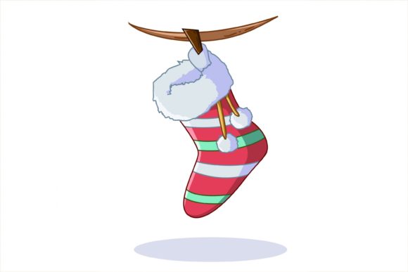 Christmas Stocking Hanging from a Rope Illustration Review