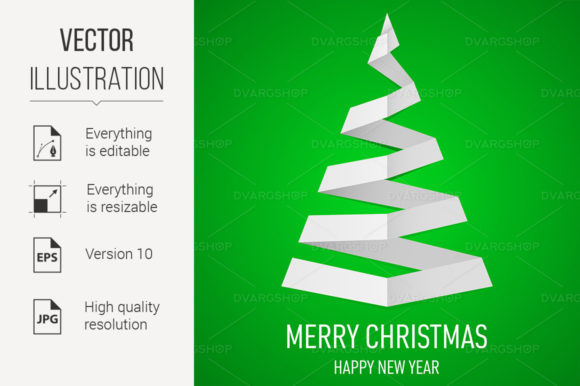 Christmas Tree in Origami Style Illustrations