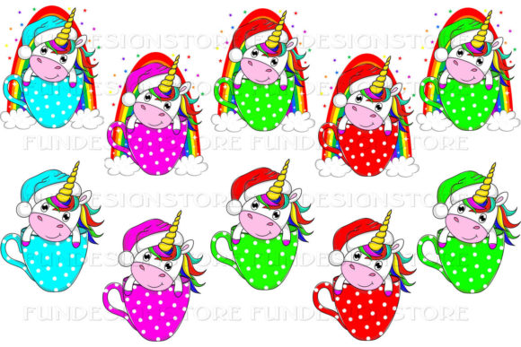 Christmas Unicorn Bundle Illustrations for Crafting