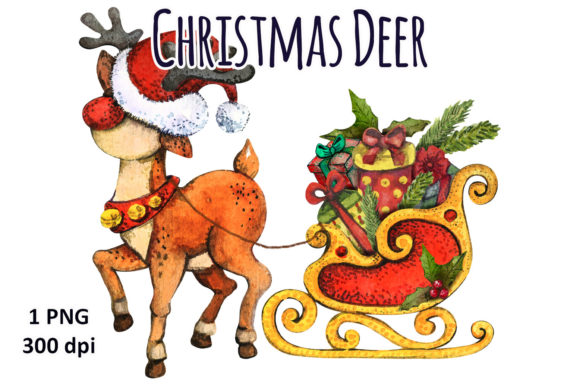 Christmas Watercolor Deer Illustrations
