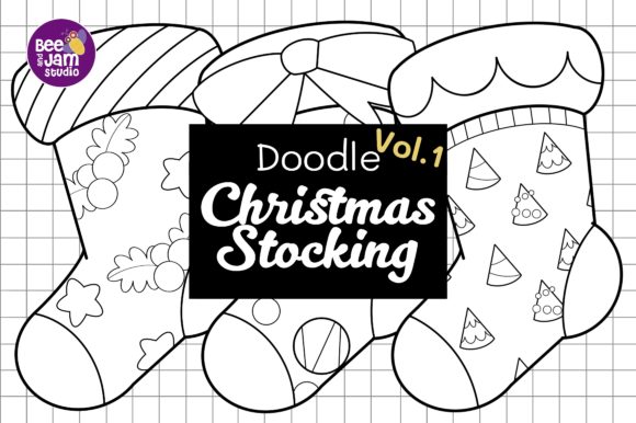 Doodle Christmas Digital Stamp Stocking Illustrations