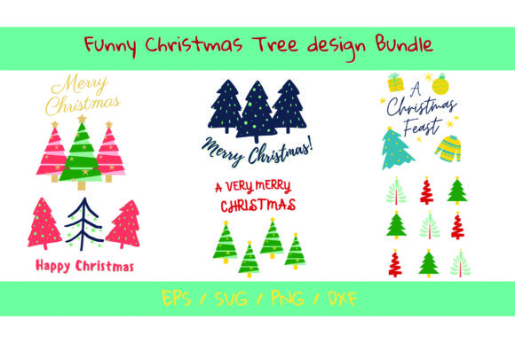 Funny Christmas Tree Design Bundle for Illustrations
