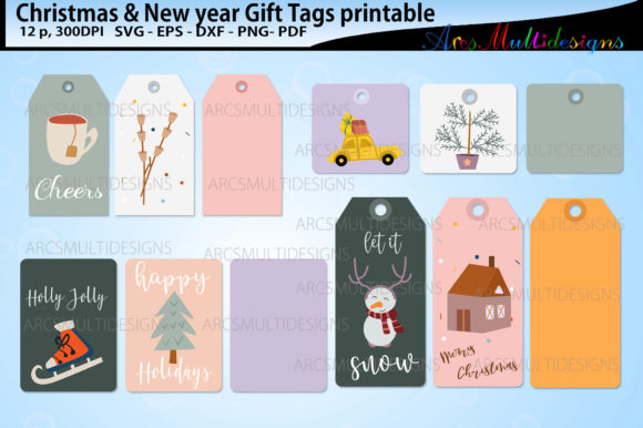 Gift Tags Svg Bundle Christmas Tags for Illustrations