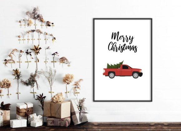 Merry Christmas Wall Decor Printable Illustrations