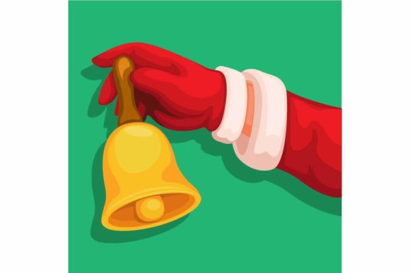 Santa Hand Holding Bell Illustration for Branding