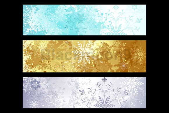 Shiny Banner with Christmas Snowflakes Illustrations