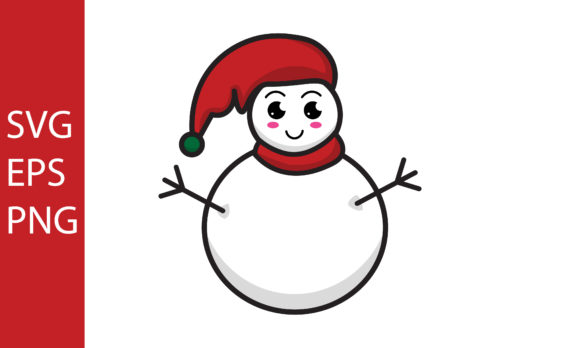 Vector Cute Kawaii Christmas Snowman Illustration