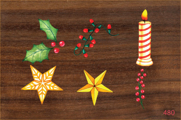 Watercolor Christmas Ornament Clipart for Illustrations