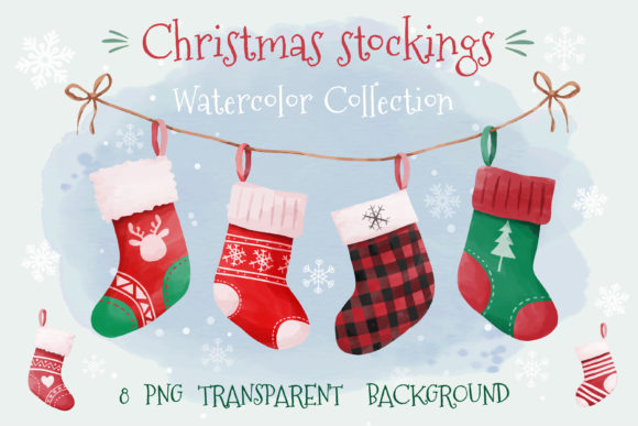 Watercolor Christmas Stockings Clipart C Illustrations
