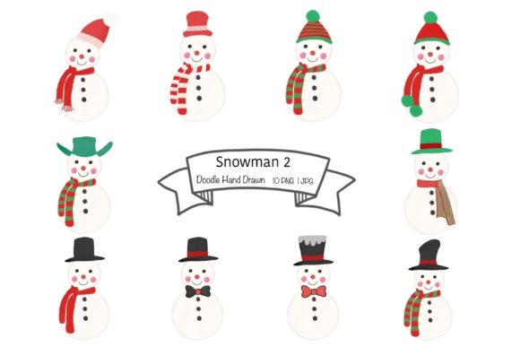 Watercolor Snowman Christmas Set 2 Illustrations