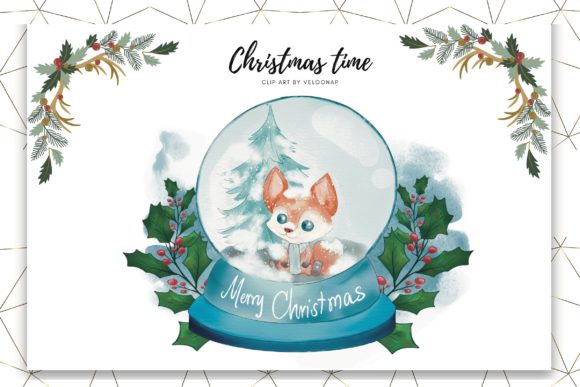 Watercolour Christmas Snowdome Clipart Review